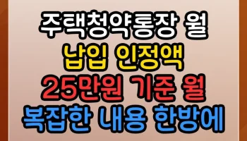 주택청약통장 월 납입 인정액 25만원 기준 월 복잡한 내용 한방에 정리 주택청약통장 월 납입 인정액 25만원 기준 월 썸네일
