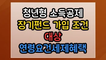 청년형 소득공제 장기펀드 가입 조건 대상 연령요건세제혜택 증빙 전문가가 알려주는 핵심 노하우 청년형 소득공제 장기펀드 가입 조건 대상 연령요건세제혜택 증빙 썸네일